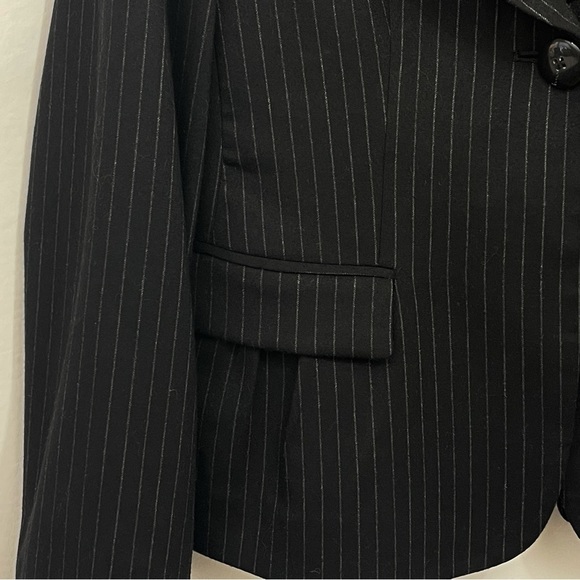 Armani Collezioni Womens Blazer Size 8 Pinstripe 1-Button Wool Blend Bow Back - Picture 4 of 9